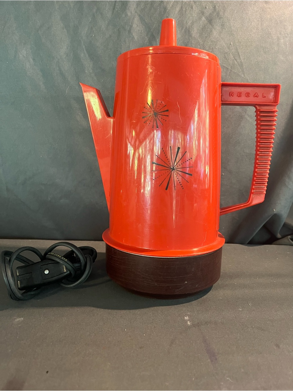 Red Electric Coffee Percolator - Retro Starburst Design